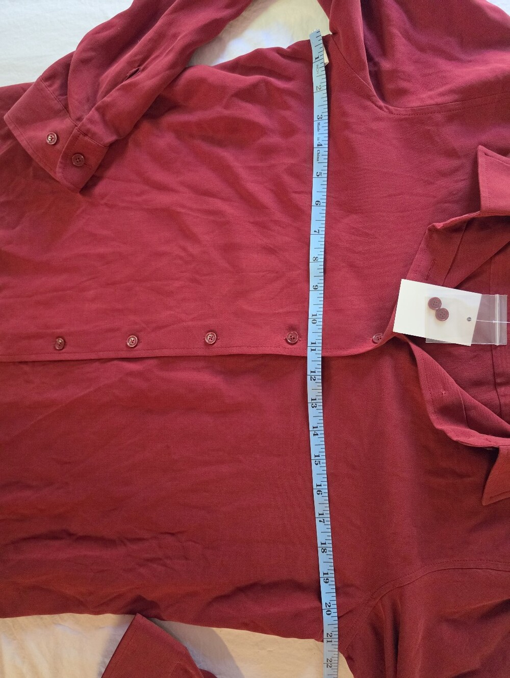Orvis 100% Silk Cranberry Red Long Sleeve Button Down Shirt Medium - Picture 4 of 6